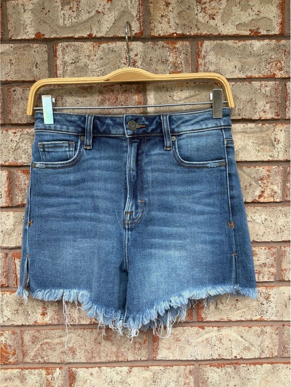 Hidden High Waisted Raw Hem Jean Shorts Size S